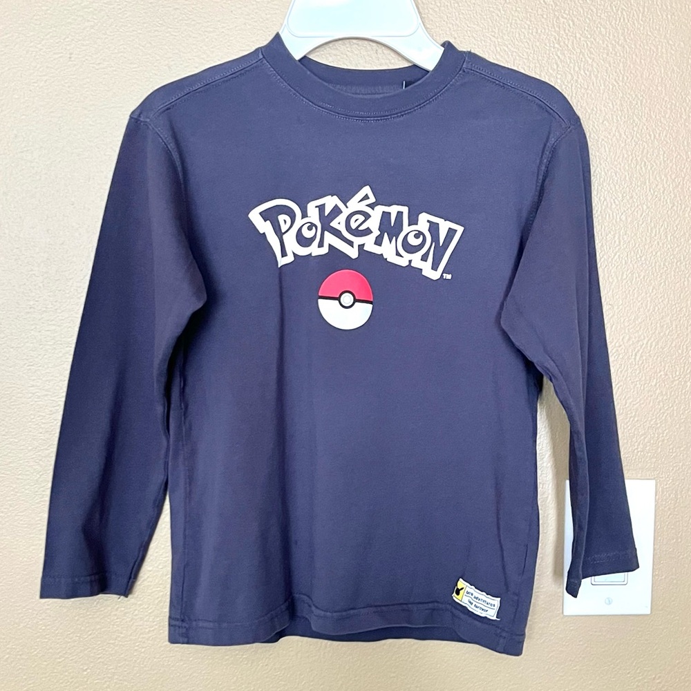 ZARA POKEMON Cotton Casual Long Sleeve Shirt Little kid size 8-9 years old Grey